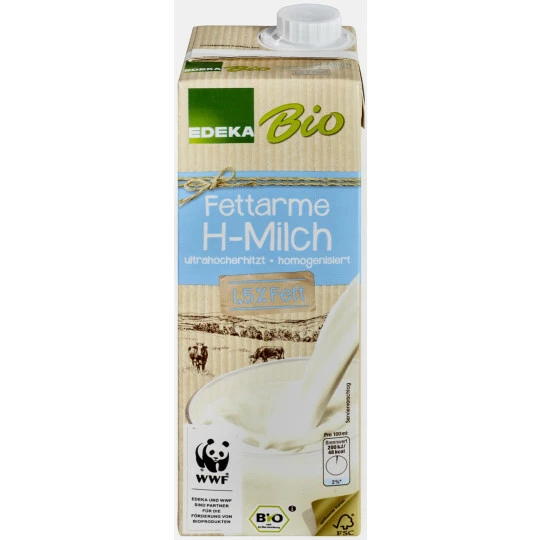 EDEKA Bio Fettarme H-Milch 1,5% 1L 1 EDEKA Bio Fettarme H-Milch 1,5% 1L