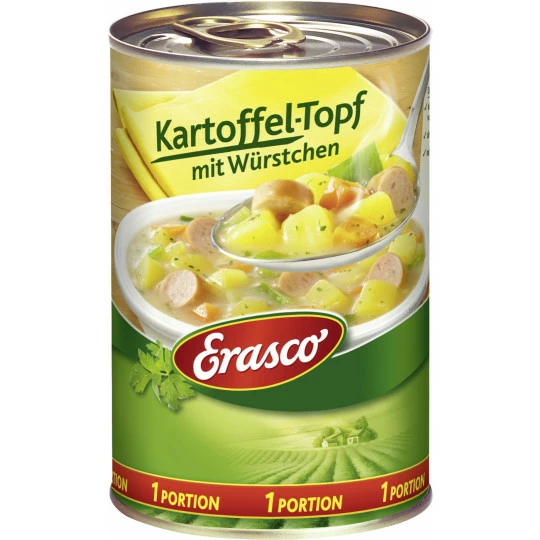 Erasco 1 Portion Kartoffel-Topf Mit Würstchen 400G 1 Erasco 1 Portion Kartoffel-Topf Mit Würstchen 400G