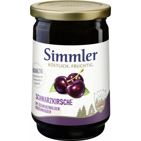 Simmler Konfitüre EXTRA Schwarzkirsch Mit Kirschwasser 450G 1 Simmler Konfitüre EXTRA Schwarzkirsch Mit Kirschwasser 450G